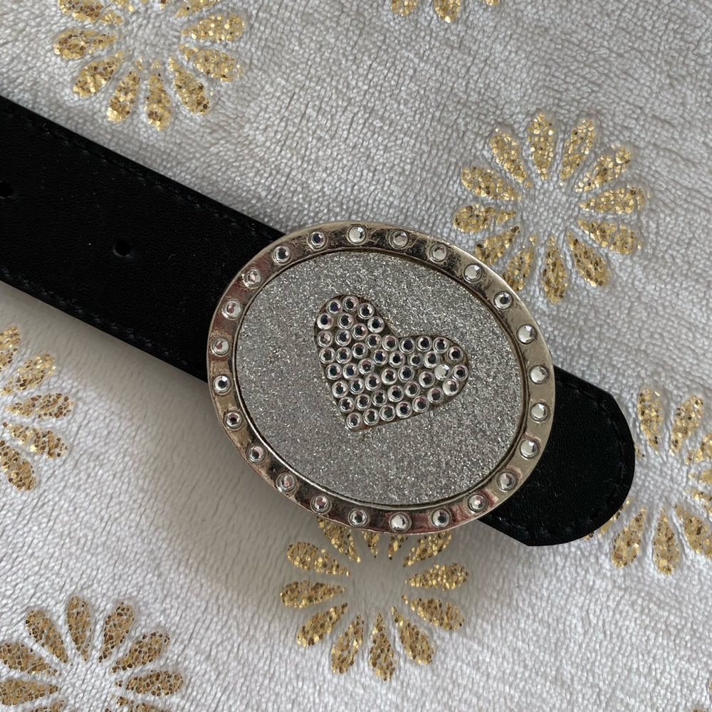 Limited Too Black Belt with Silver Heart Buckle